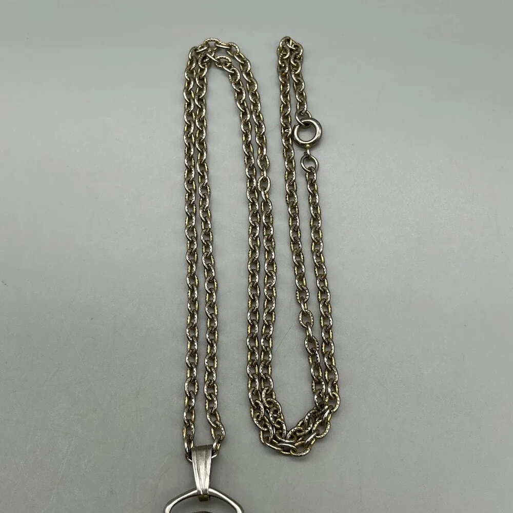 Vintage Benetton Pocket Watch Men 34mm Silver Tone Black Dial Manual Wind Chain